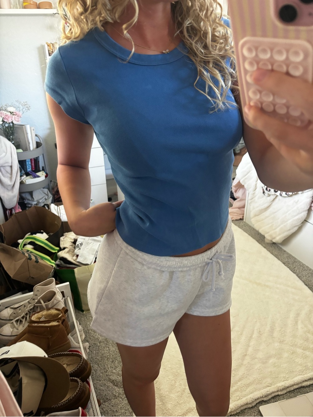 Brandy Melville Blue Cropped Tee